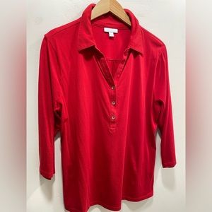 Charter Club Red 3/4 Sleeve Polo, XL